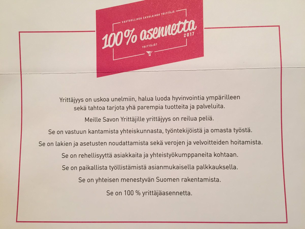 KontkanenTeemu's tweet photo. Mediateko mukana yrittäjien vastuullisuus kampanjassa. 100% asennetta! #yrittäjät #kuopio #mediateko https://t.co/9IxXlwdKzM