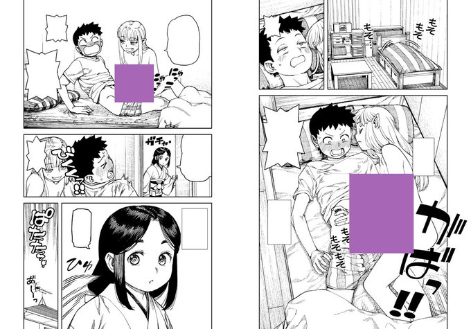 つぐもも終わって次の作品では「トーン貼らない絵柄」にしようと思っていたのだけど、あんまり忙しいので今回の作画(3月25日発売月刊アクション)でやってみた。乳首とか要所には貼るけども。 