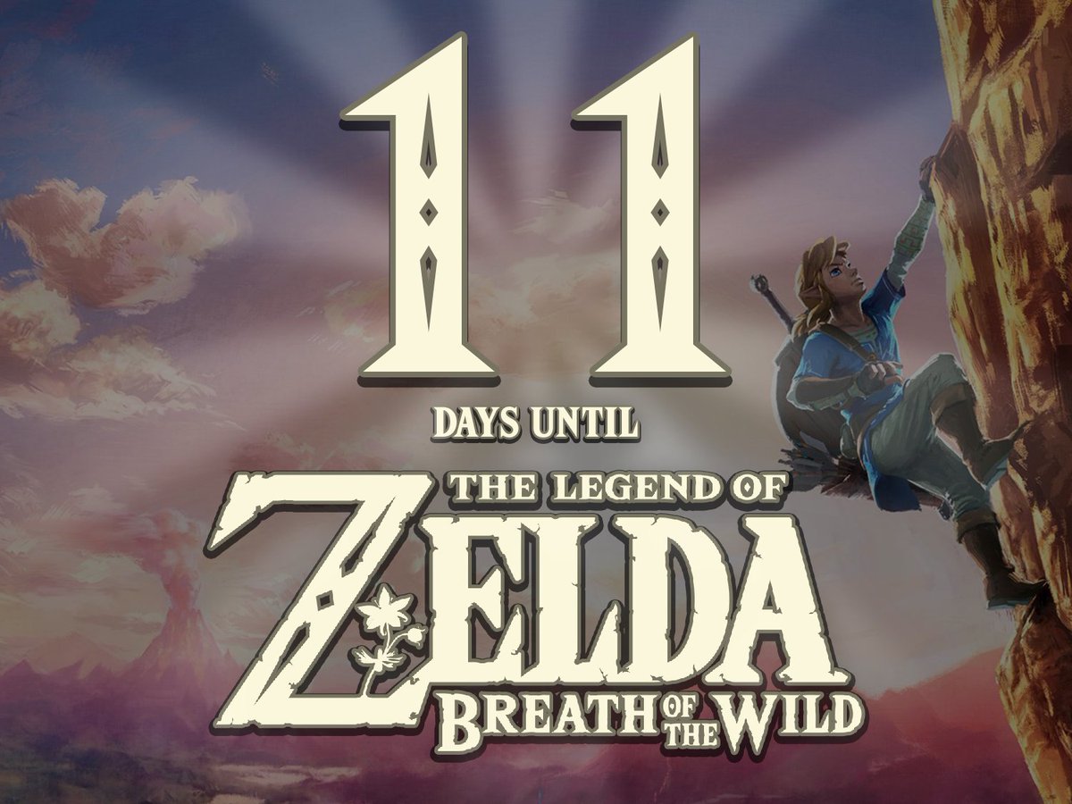 DaysTilZelda's tweet photo. The Legend of Zelda - Breath of the Wild will be released in 11 Days! https://t.co/o3E1ORARES