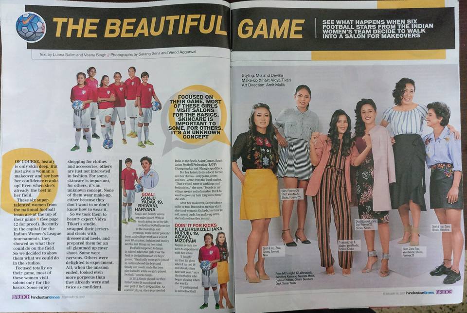 IndianFootball's tweet photo. #MediaWatch Our ladies grabbed eyes on @htTweets's @HTBrunch and explained why it is called, "the beautiful game". #BackTheBlue #ShePower https://t.co/Cy6481ewlL