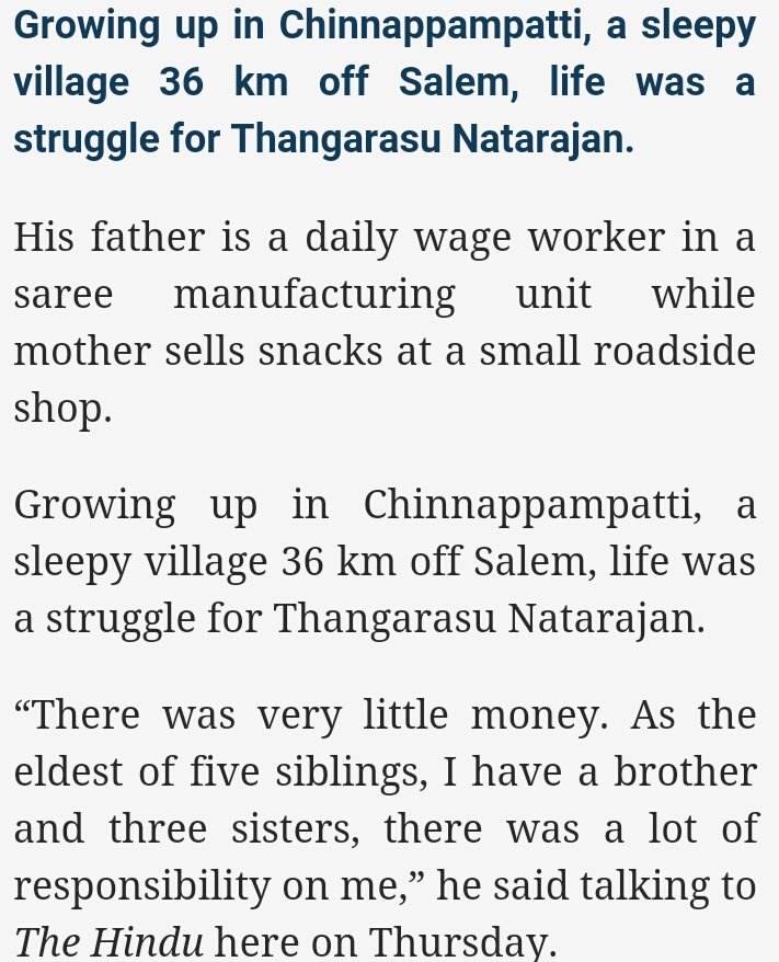 BrokenCricket's tweet image. Here is story of Thagarasu Natarajan reported in Hindu last December and Now bought by KXIP for 3Cr... Inspiring 👌