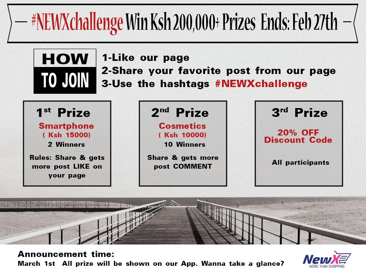NEWX_shop's tweet photo. #NEWXchallenge Win Ksh 200,000+ Prizes 💝 Ends: Feb 27th
Download NOW https://t.co/QQhOGOfcBH https://t.co/ODCvrdUsdb