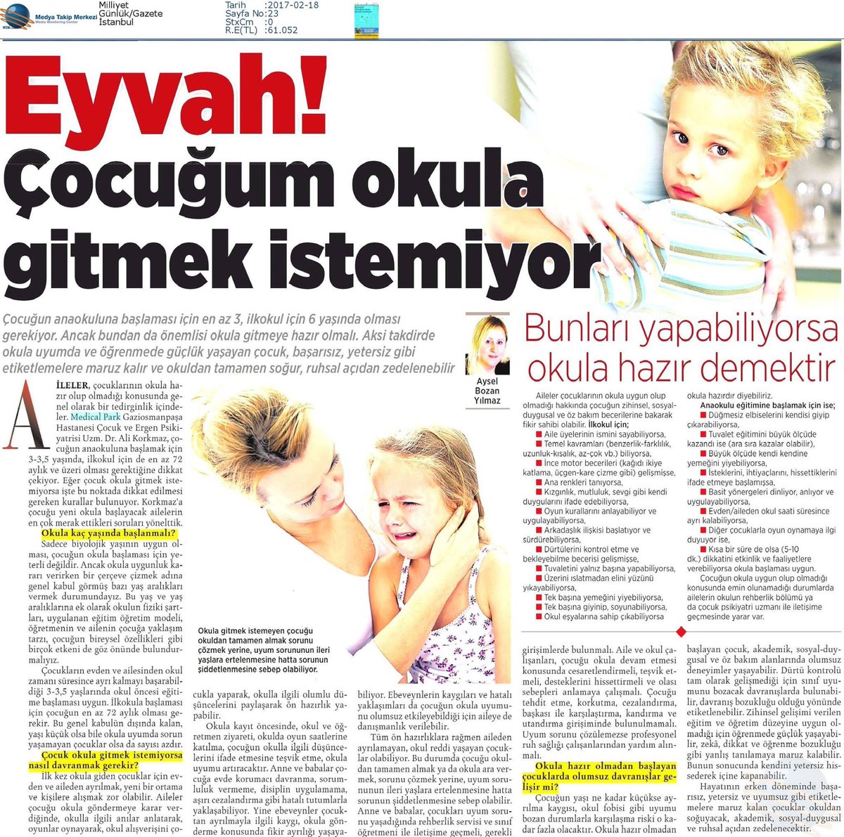 MedicalParkGOP's tweet photo. Medical Park GOP Hastanesi Çocuk ve Ergen Psikiyatrisi Uzmanı Dr. Ali Korkmaz, çocuğun okula uyumu konusunda bilinmesi gerekenleri anlattı. https://t.co/D3Qs6DwC1T