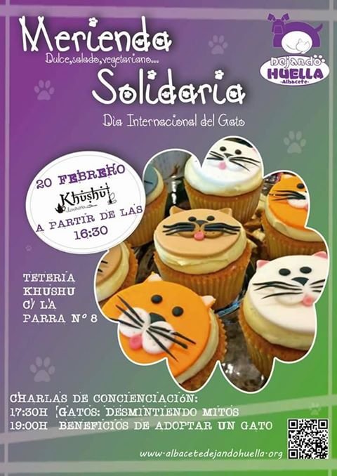 elpincho_net's tweet photo. "Merienda solidaria: Día internacional del gato" @DejandoHuellaAB en @KHUSHUTeteria esta tarde a las 16'30 horas. https://t.co/cUFrxmL955 https://t.co/5YW7VSMLp3