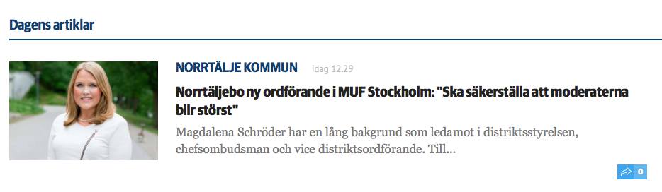 Norrtelje Tidning: <a href="/magganschroder/">Magdalena Schröder</a> valdes till ny distriktsordförande - "Fler poliser, skärpta straff, lägre skatter, m.m."  #svpol #08pol