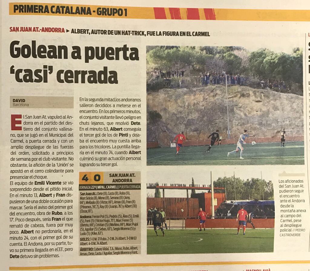 SJATLMontcada's tweet photo. .@sport se hace eco de la extraordinaria lección que ayer dio nuestra afición en el Carmelo #1cat1 #futbolcat https://t.co/ePGmgLyCUH