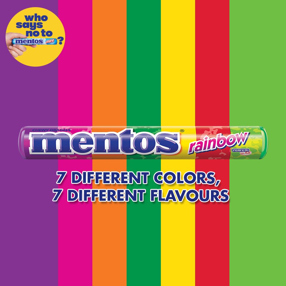 MentosArabia's tweet photo. Life is like a rainbow. Which color are you? #WhoSaysNoToMentos https://t.co/J2xvSv3OQY