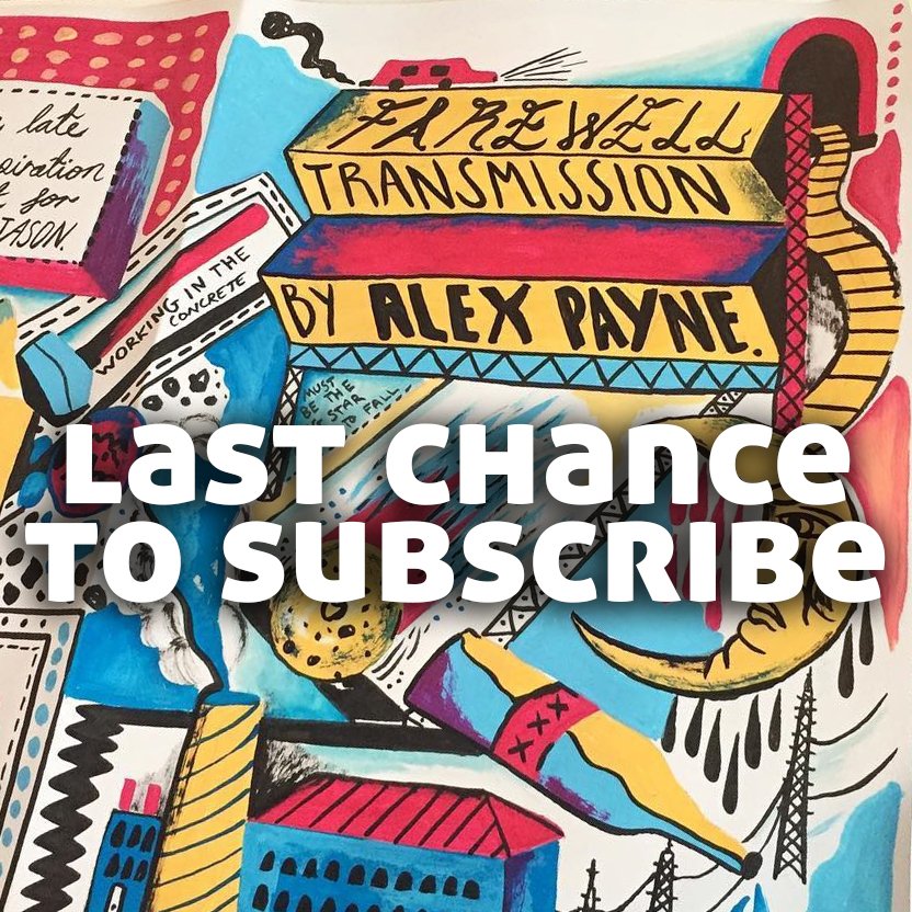 Last chance to sign up for this month's box of art - books, posters, badges by Alex Payne, inspired by Jason Molina takeawayart.co.uk