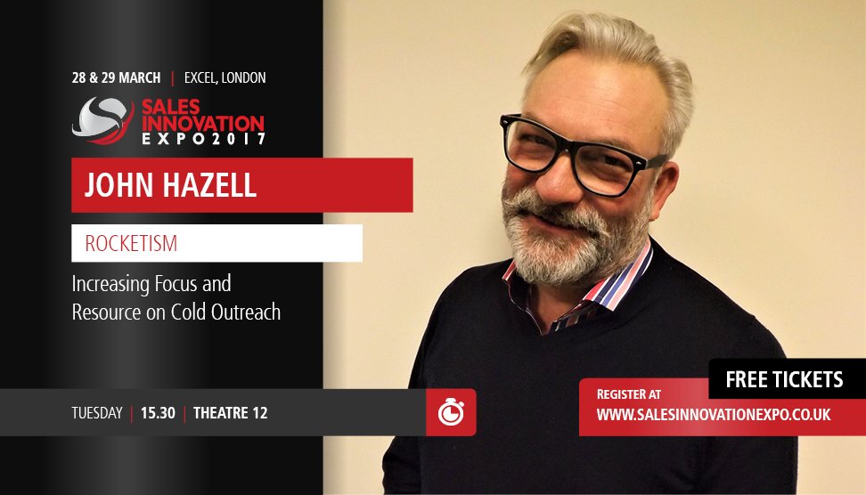 SalesInnovExpo's tweet photo. Catch @wearerocketism's John Hazell to get the lowdown on cold #outreach at #SIE2017! Grab your free ticket now:  https://t.co/R9LL3EAcOc https://t.co/2lEBdE95gO
