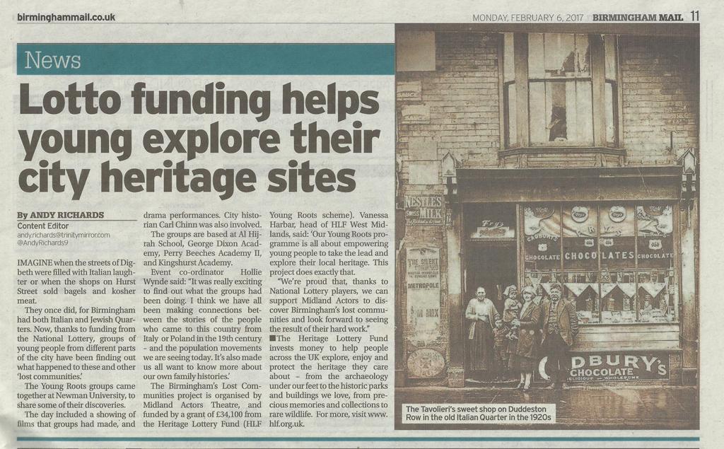 MAT (@midlandactors) on Twitter photo Our <a href="/HLFWestMids/">@HLFWestMids</a> @HLFRoutes2Roots project on Birmingham's Lost Communities has been featured in the Bham Mail @birminghammail Our <a href="/HLFWestMids/">@HLFWestMids</a> @HLFRoutes2Roots project on Birmingham's Lost Communities has been featured in the Bham Mail @birminghammail