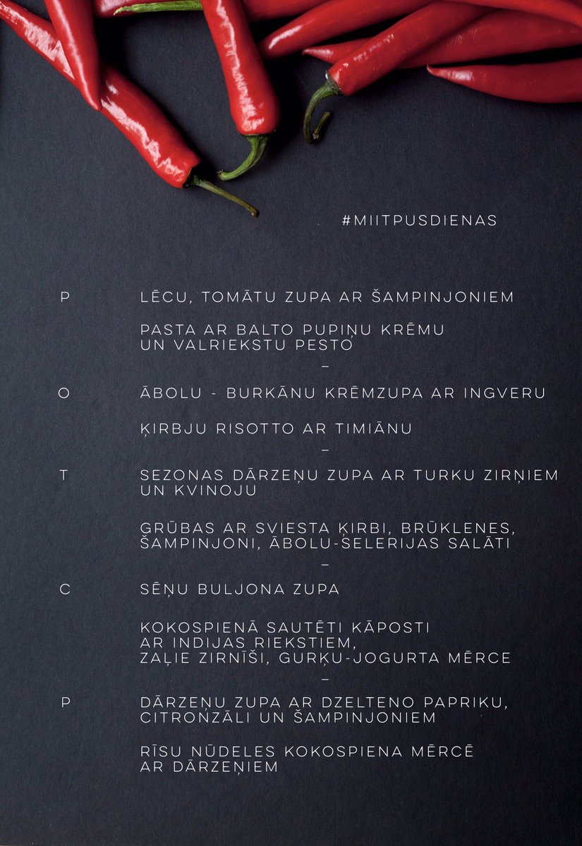 Sveiciens! Te mūsu šīsnedēļas pusdienas. Lai labi garšo un palīdz sasniegt iecerēto! #miitpusdienas