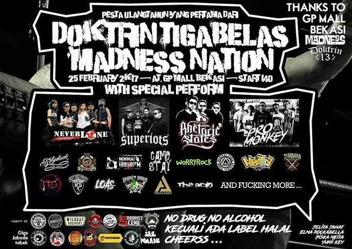 Sabtu ini di GP MALL , BEKASI | Gratis | cc : <a href="/doktrin13_ltd/">DOKTRIN13.LTD</a> <a href="/MadnessNation_/">MADNESS NATION</a> <a href="/BADRIOTBEKASI/">BADRIOT BEKASI</a>
