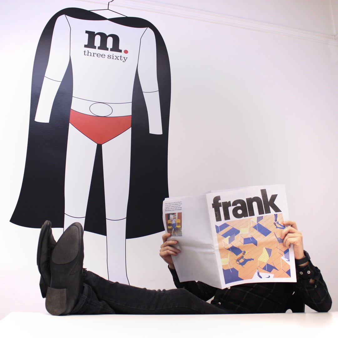 m360design's tweet photo. A short break between design projects to enjoy the latest copy of Frank. @Handsome_Frank #frankpaper #designheroes https://t.co/X3sy0uTO6V
