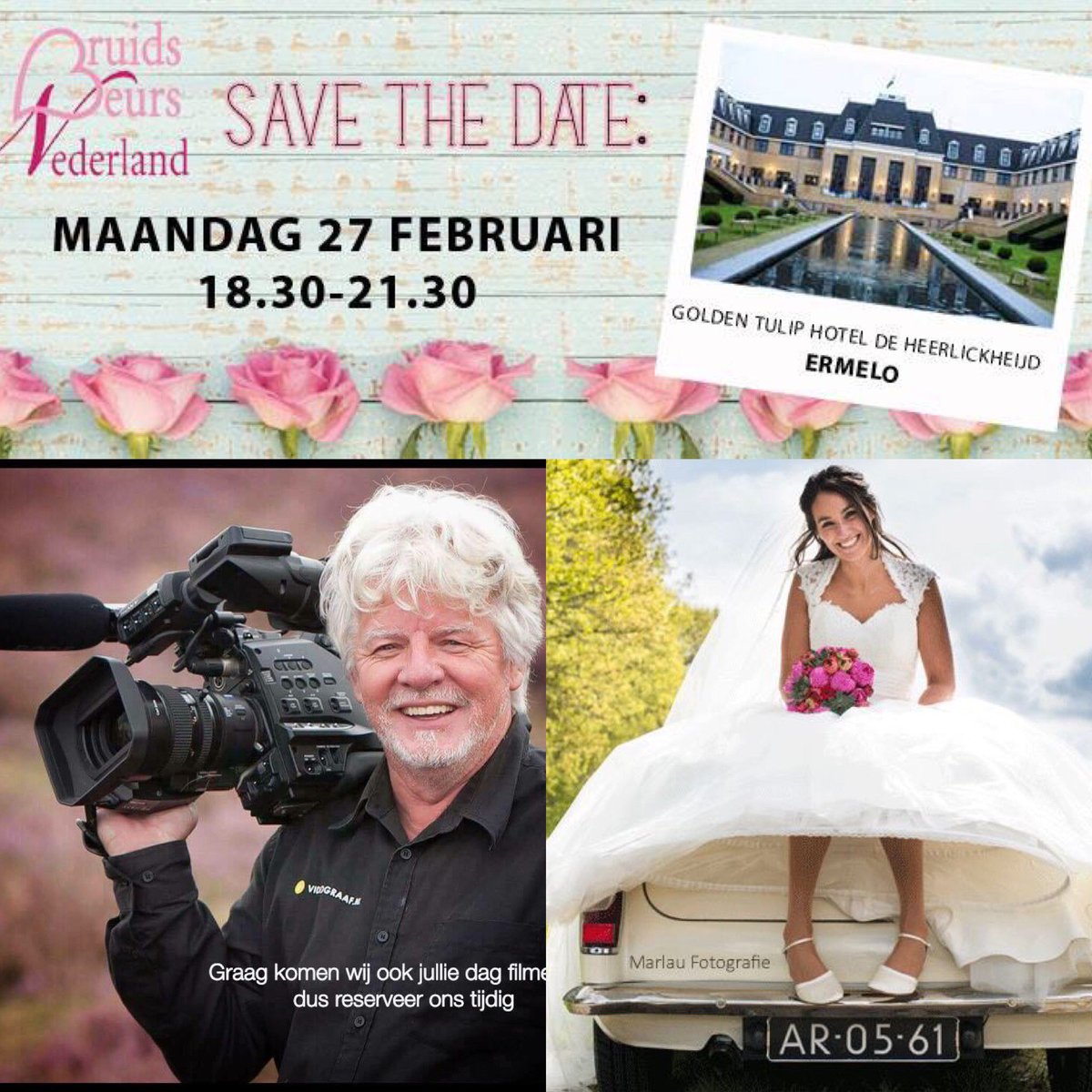 BruidsbeursNL's tweet photo. Voor prachtige videobeelden tot de mooiste trouwjurken, moet je a.s.maandagavond bij @DeHeerlickheijd zijn! https://t.co/ZDaW6fxOV6