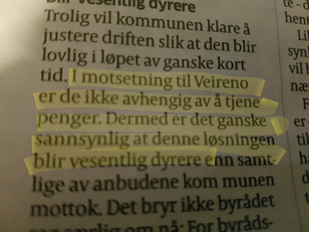 Hva er det Aftenposten holder på med? Siden kommunen IKKE er avhengig av profitt på toppen av søppelkjøring - så blir tjenestene DYRERE?!?