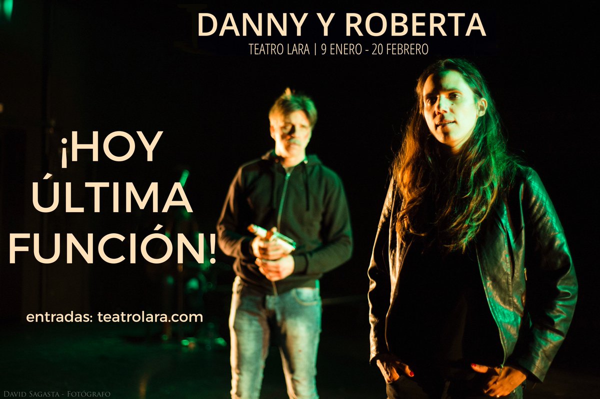 ¡Hoy última función de #DannyYRoberta! 🎭 ¡Aún estáis a tiempo de disfrutar de esta obra en el <a href="/teatrolara/">Teatro Lara</a>! Entradas: teatrolara.com