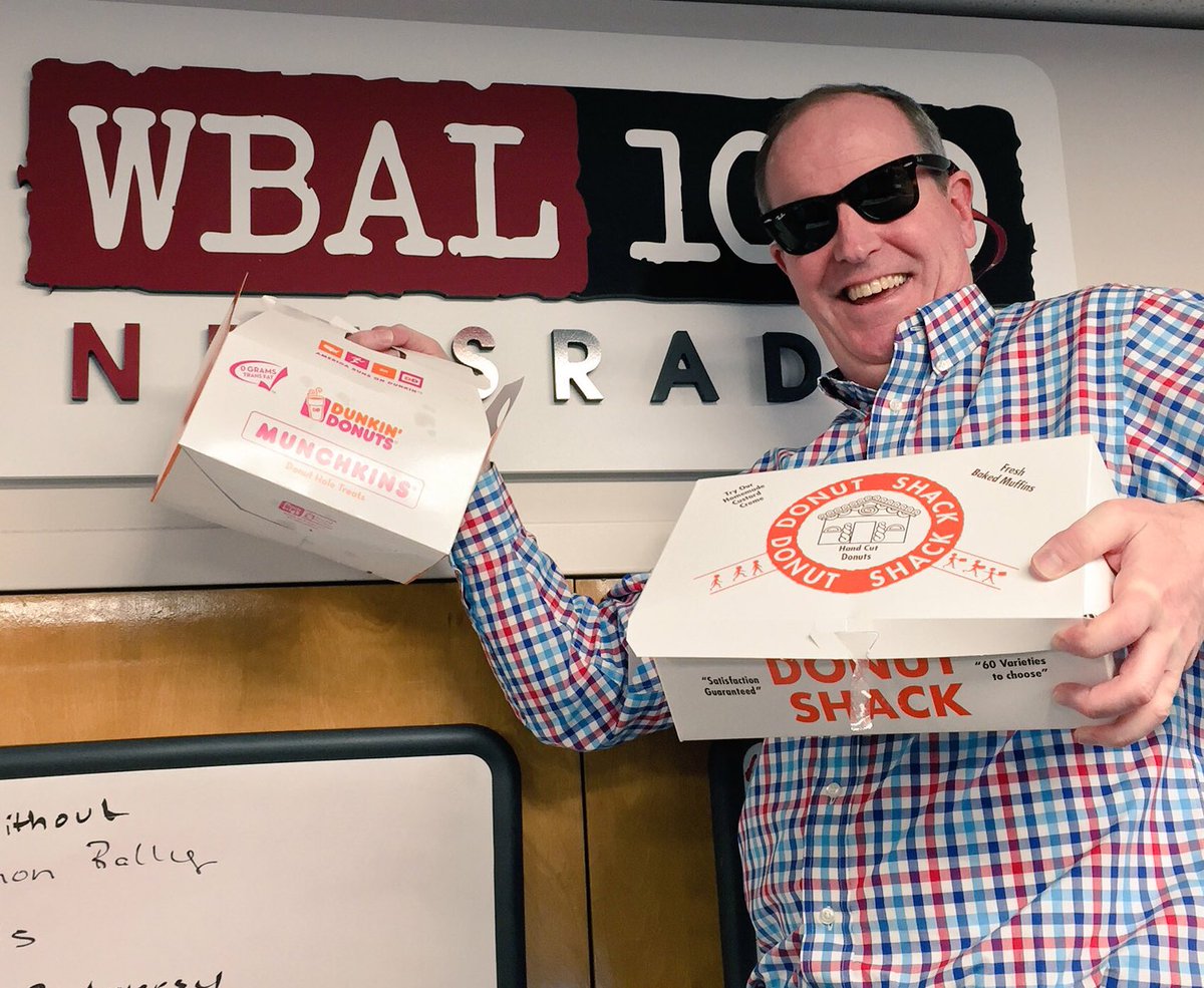 ScottWykoffWBAL's tweet photo. Thanks to @KeithMills1090 & @sean_naylor it's a #PresidentsDay like no other @wbalradio w/ @DunkinDonuts #donutshack https://t.co/SshXlfId2j