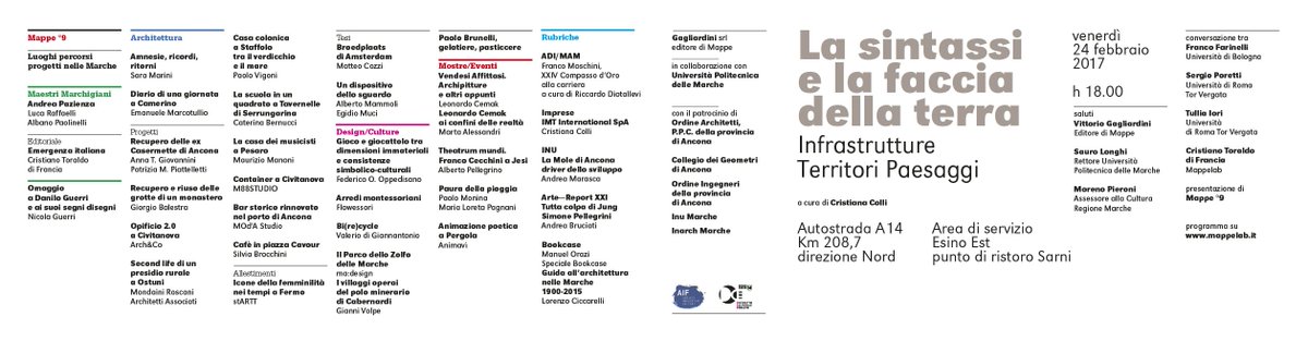mappelab's tweet photo. Venerdì 24.02 h 18, ci vediamo in #A14 con #FrancoFarinelli,#SergioPoretti,#TulliaIori per parlare di infrastrutture, territori e paesaggi. https://t.co/bBXWV2qigL