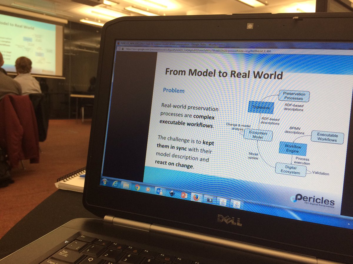 PericlesFP7's tweet photo. Real-world preservation processes are complex executable workflows. The #ProcessCompiler comes to rescue... #IDCC17 https://t.co/RDJ211BI96