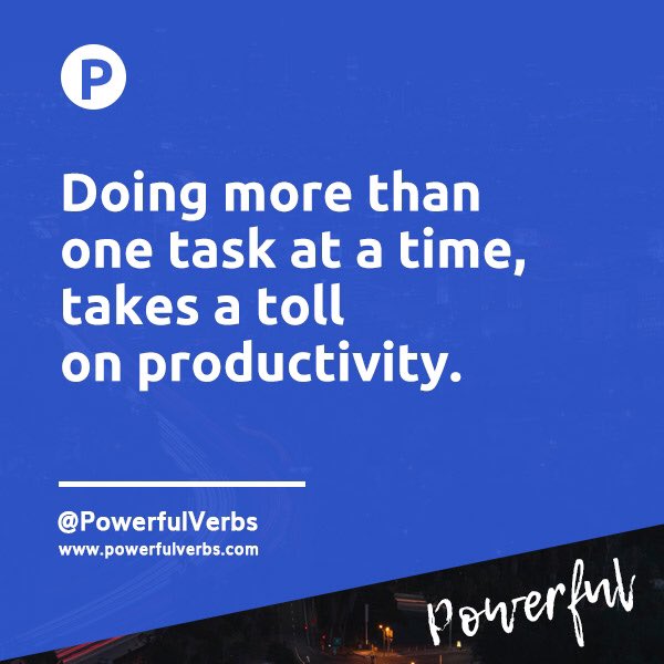 powerfulverbs's tweet photo. Doing more than one task at a time, takes a toll on productivity. | #powerfulverbs #facts #knowledge #quotes | https://t.co/OCeVXWDUQG https://t.co/CuAJDGOZL5