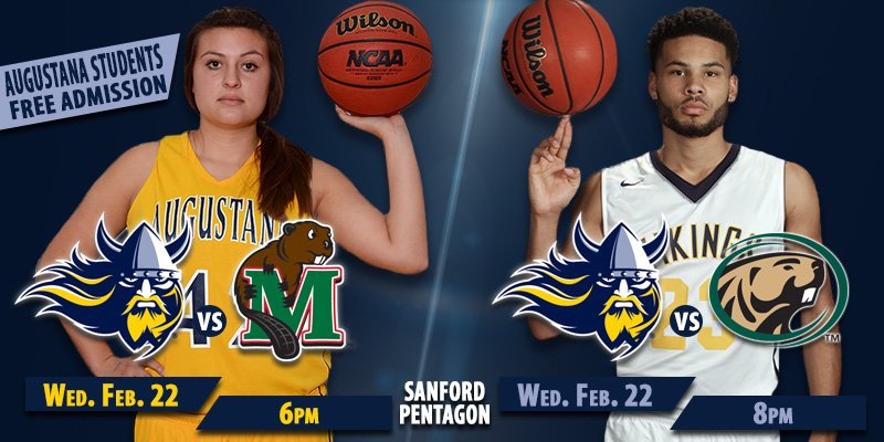 GoAugie's tweet photo. .@AugieWBB &amp; @AugieMensBball will be at the @SanfordPentagon this Wednesday. @AugustanaSD student tix are FREE! #WeAreAU https://t.co/B6kxXvEns9