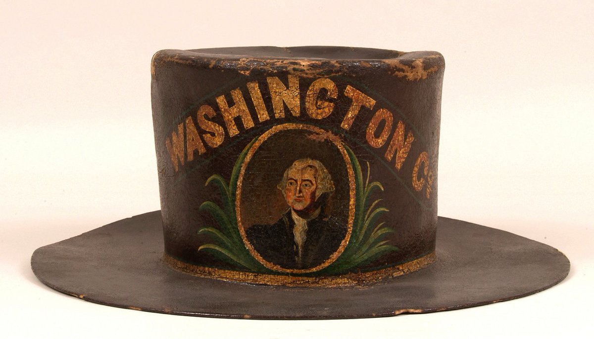 amhistorymuseum's tweet photo. Worn by a member of a volunteer fire company, this hat features an image of #GeorgeWashington: https://t.co/tMbwY9gxN3 #PresidentsDay https://t.co/doEIdlWa7e