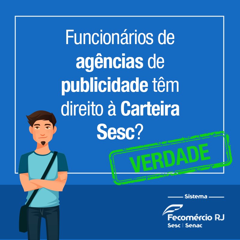Sabia que profissionais de jornalismo ou publicidade podem fazer a #CarteiraSesc? Veja: bit.ly/CarteiraSescRJ