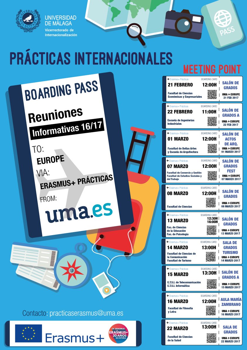 LetrasUma's tweet photo. ¿Te gustaría vivir tu primera experiencia profesional en Europa?#ERASMUSpracticas. Información 16 de Marzo, 12:00 h, Aula María Zambrano. https://t.co/d5ceqZsbTo