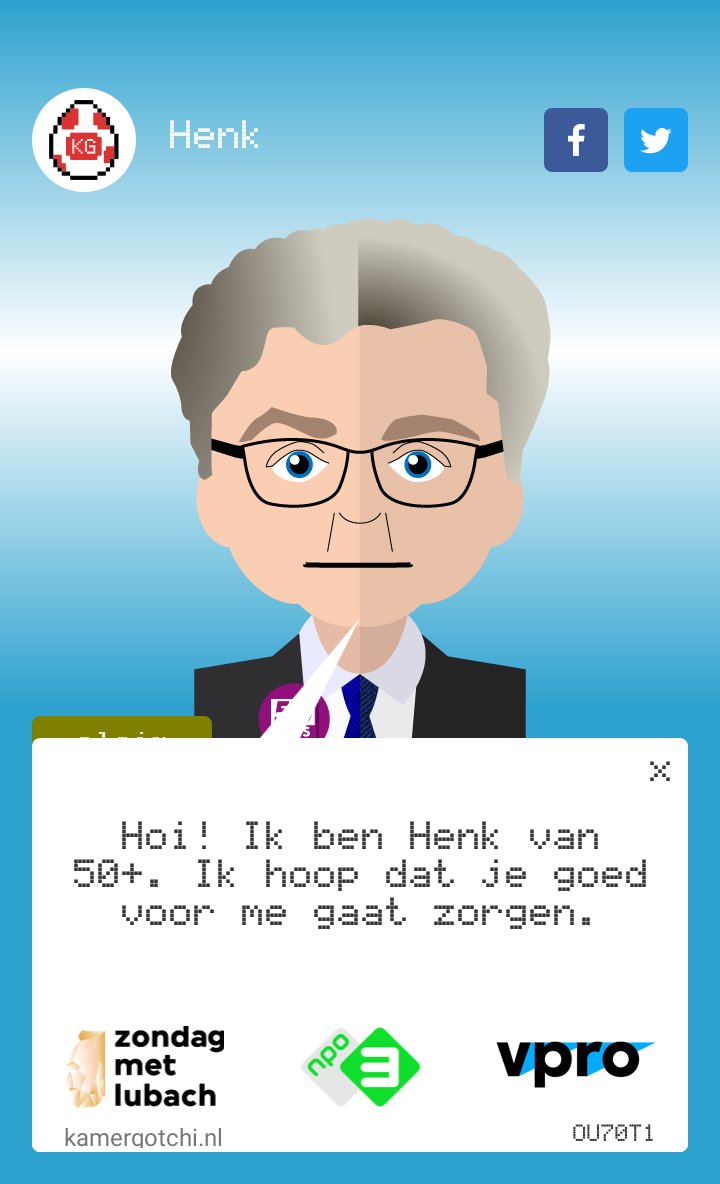 Ik speel Kamergotchi en ik moet voor Henk zorgen. #zml kamergotchi.nl