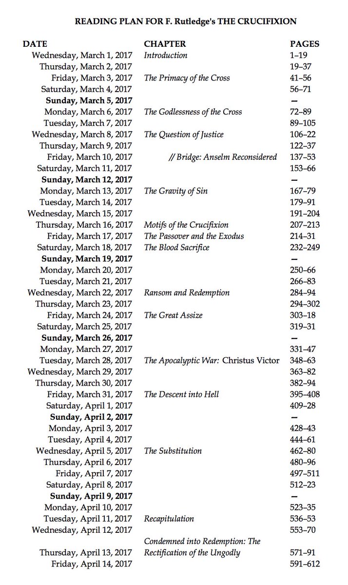 scottdbertrand's tweet image. Here is my Lenten reading plan for THE CRUCIFIXION by @flemingrut if others would like to join in... @AJWTheology @TGC