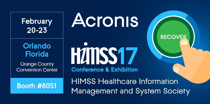 Acronis's tweet photo. Join @Acronis Team at the booth #8051 during #himss17 to get a free demo for #Acronis #DisasterRevovery Service https://t.co/96RYkQko2D https://t.co/oYHbAWDaNJ