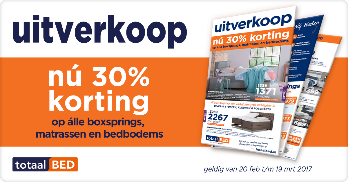 De totaalBED folder van deze week. De folder is geldig van 20 februari t/m 19 maart 2017. ow.ly/RaLi309ayoM