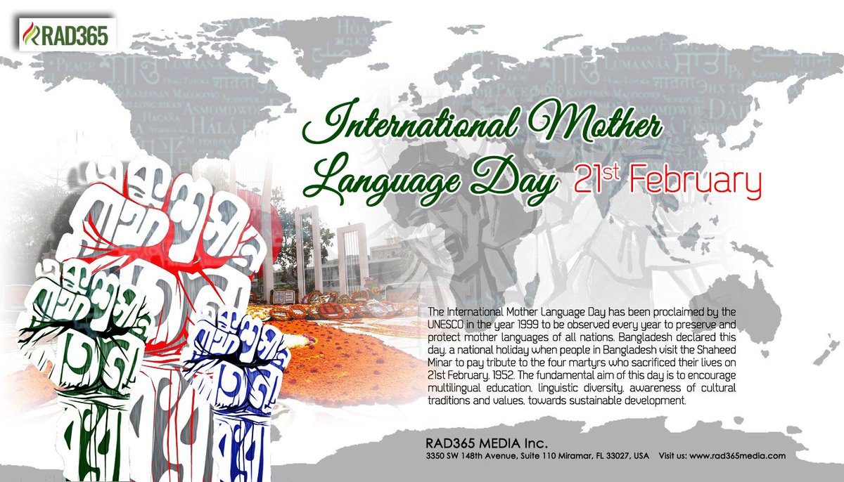 RAD365Media's tweet photo. #InternationalMotherLanguageDay (IMLD) is a worldwide annual observance held on 21 February to promote awareness of linguistic and culture https://t.co/3MYLcH7sfx