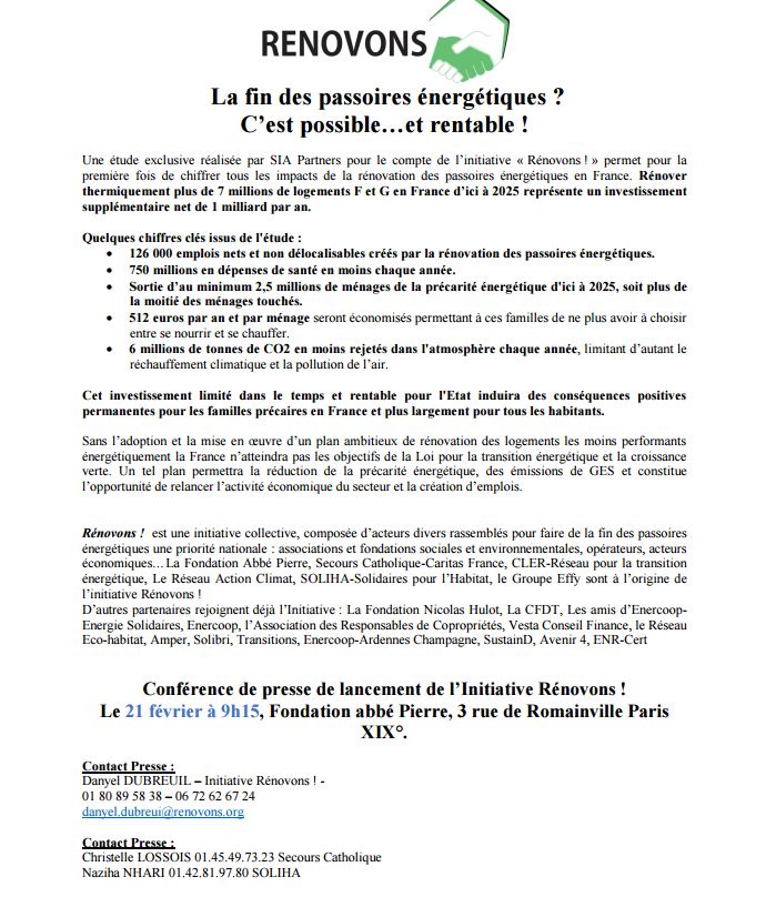 reseauCler's tweet photo. [PRESSE] Demain 9h15 @Abbe_Pierre : l'Initiative @Renovons présente son scénario pour mettre fin aux passoires énergétiques en France ! https://t.co/YHoe0HGLAx