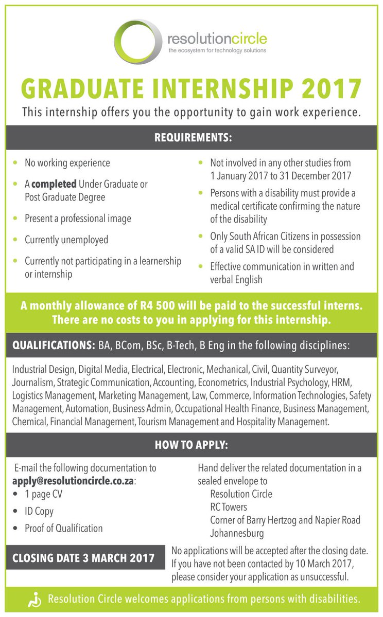 <a href="/go2uj/">University of Johannesburg</a>  <a href="/WitsUniversity/">Wits University</a> Engineering Graduate Internship opportunity  <a href="/Res_Circle/">Resolution Circle</a> Email your doc's to apply@resolutioncircle.co.za