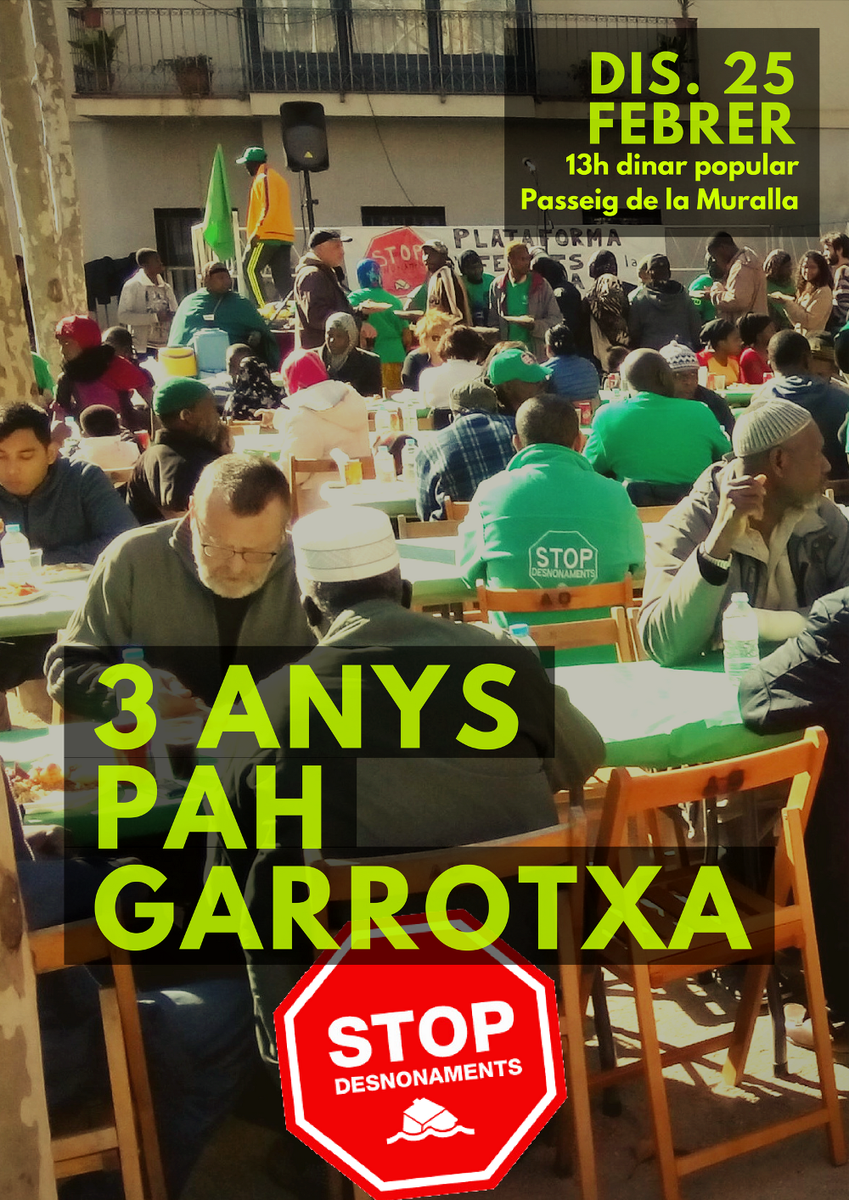 PAH_Garrotxa's tweet photo. Ei comPAHs! Aquest cap de setmana celebrem el 3r aniversari de la PAH #Garrotxa. No us ho perdeu! Dissabte, a les 13h, dinar popular. #Olot https://t.co/Lw9hdxiQZ5