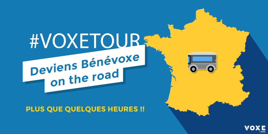 DERNIER JOUR pour faire partie de l'aventure du #VoxeTour !! 
Pour vivre les élections autrement pdt 2/4 jours 🚐✨
goo.gl/1JEGh6