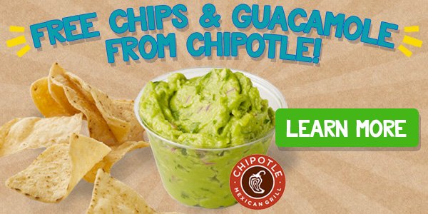 GFreebiesOnline's tweet photo. Get Free Guacamole Chipotle >>> https://t.co/ZKBzhz4Nfb #Freebies #free_samples #StrandedBae #PresidentsDay https://t.co/IQA1FphBhn