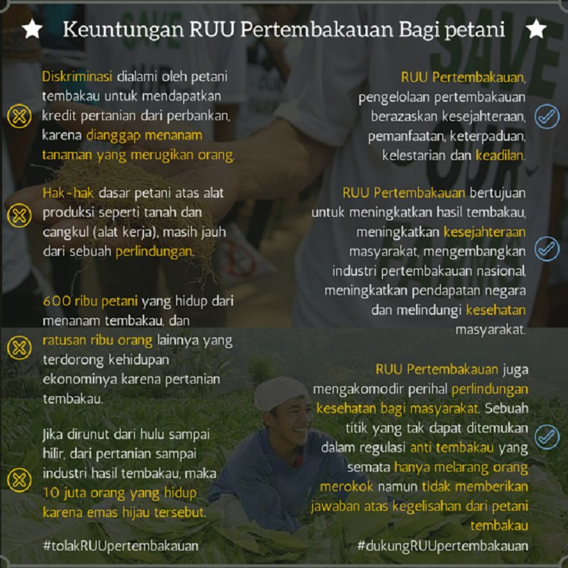 KomunitasKretek's tweet photo. Berikut beberapa keuntungan RUU Pertembakauan bagi para petani. #RUUP https://t.co/nvK2uVP7Zr
