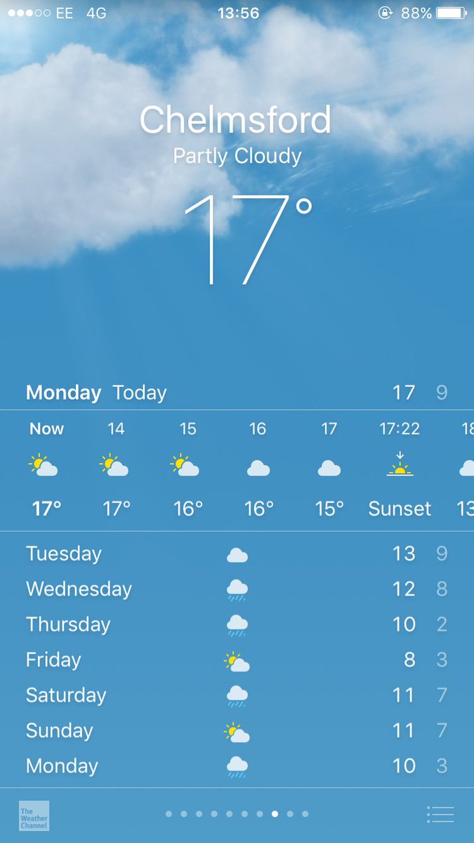 MattUknighted's tweet photo. Either my app is lying to me or there's a bloody heatwave in Chelmsford. Get your wife-beaters out, it's getting toasty! https://t.co/7wxtxd8mD3