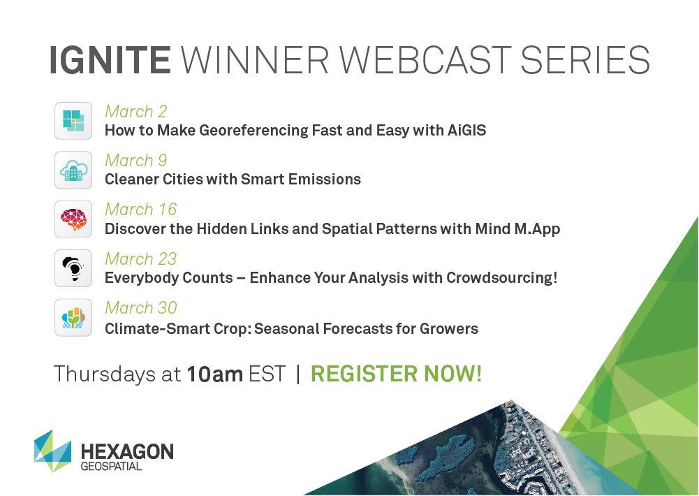 HexagonSIG's tweet photo. Tune in &amp; invest 30 minutes every Thursday in March for the #IGNITEyourMApp Winner #Webcast Series at 10:00 EST. https://t.co/c2zMt5sdgp https://t.co/1k8xORyK7Y