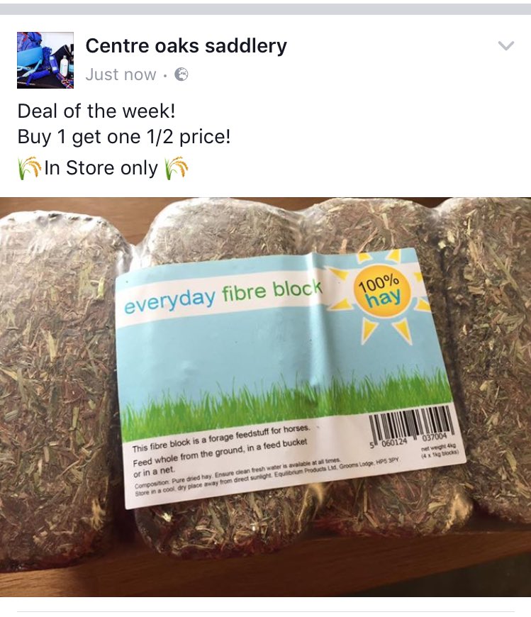COSaddlery's tweet photo. Deal of the week #fibreblock #100%hay #deals @COSaddlery https://t.co/of8vpDhIvQ
