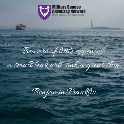 MilSpouseAdvNet's tweet photo. Erin, #MSAN Financial Advocate, shares this wise saying from Ben Franklin. Little expenses are still expenses! #FinancialMonday #Expenses https://t.co/mOxPR7aWAp