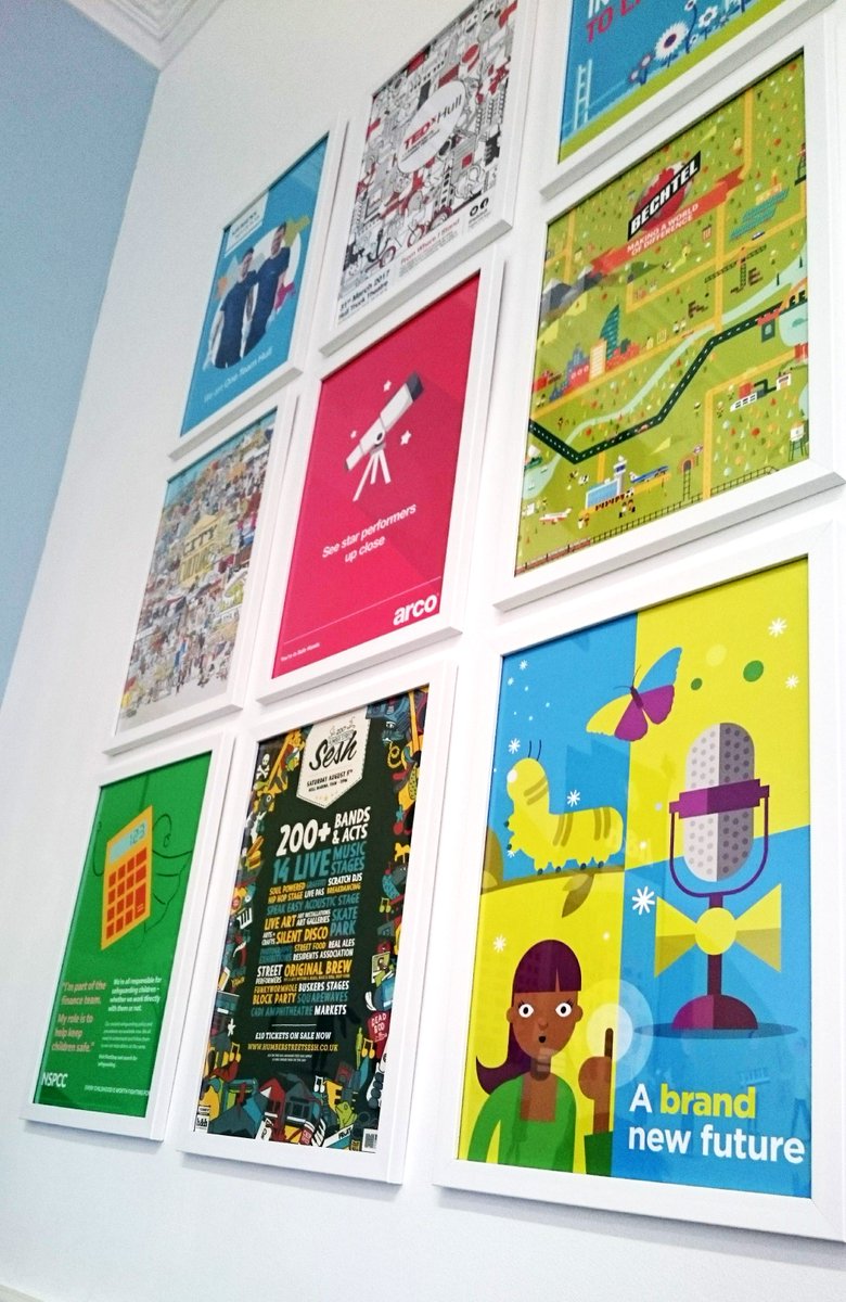 Brightening up the office with a gallery of some of our work for a few of our lovely clients! #design 🖼️