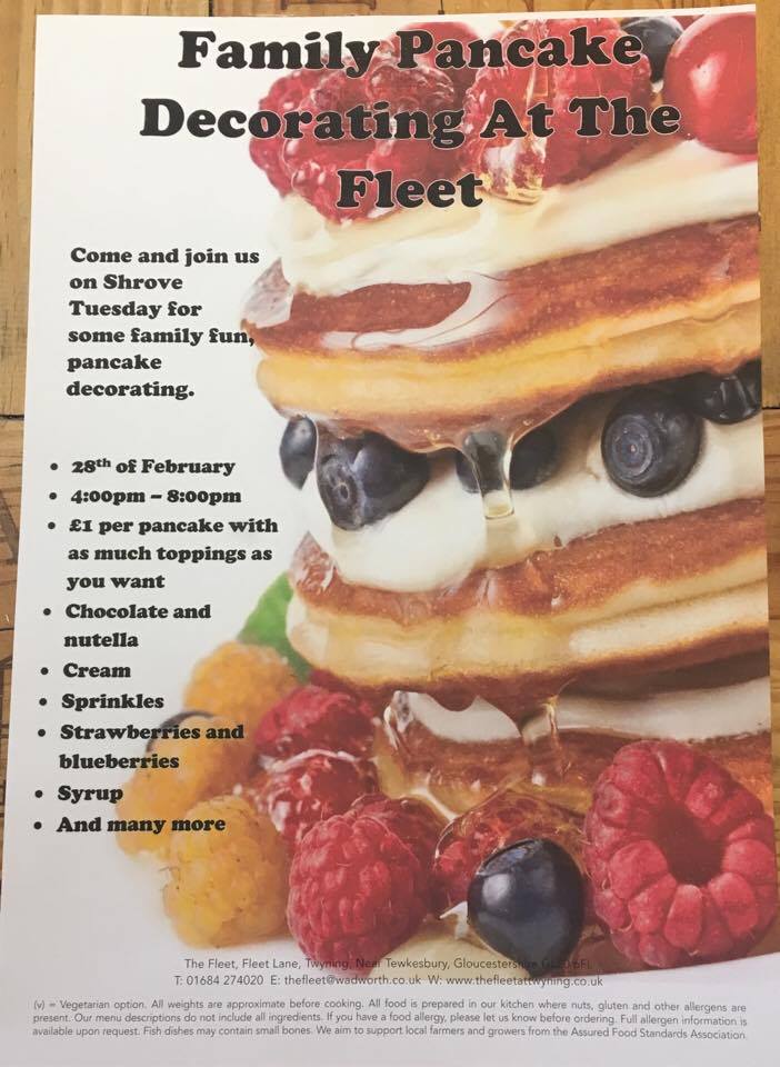 #PancakeDay 28th feb 4-8pm #family #pancake decorating come join the #fun here <a href="/thefleettwyning/">The Fleet Twyning</a>