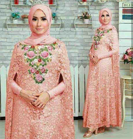 (READY,650gr) Kaftan Syahrini Pink,hrg 146rb,bhn renda brukat import gliter bordir asli GOOD QUALITY,ld 130 pjg 144