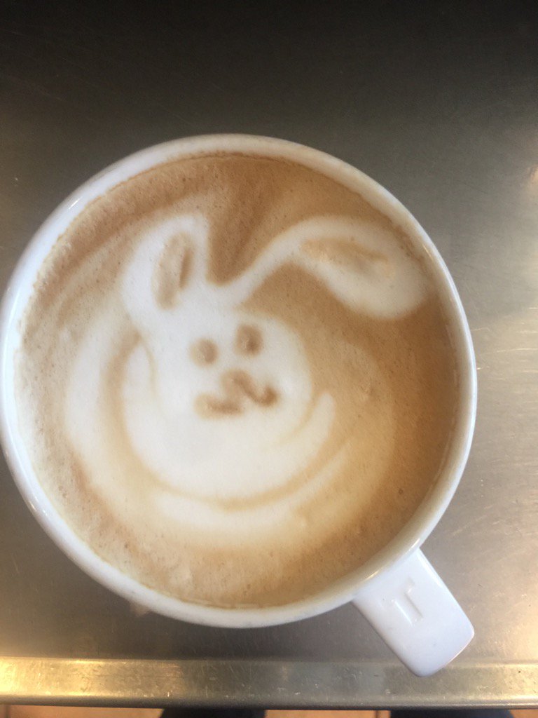 erinleft's tweet photo. Bunny art! #latteart #dominate78 https://t.co/zi5UGmrL2e