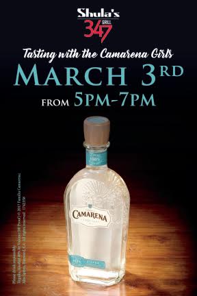 Come in and have a $5.00 Margarita with Camarena tequila on March 3rd. Exclusively with Camarena in our Lobby Bar.