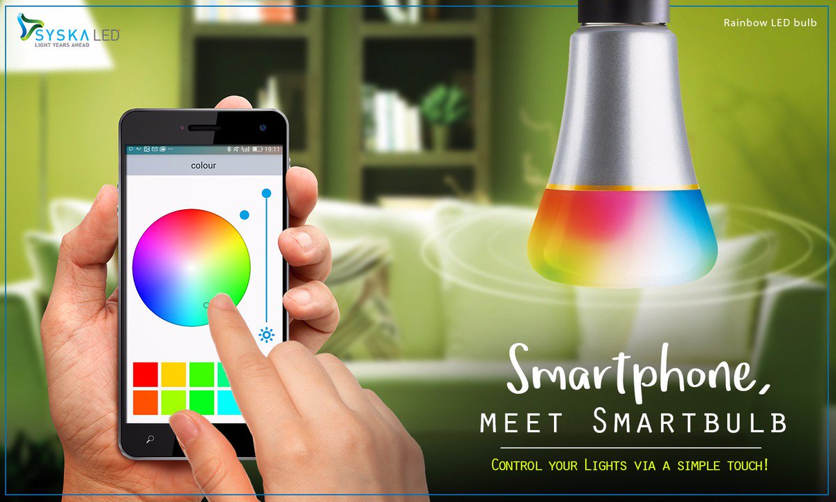 SyskaWorld's tweet photo. Now control your #Lights via a simple touch :D #SyskaLedLights #RainbowLedBulb #Appcontrolled https://t.co/yYXDvmKTan