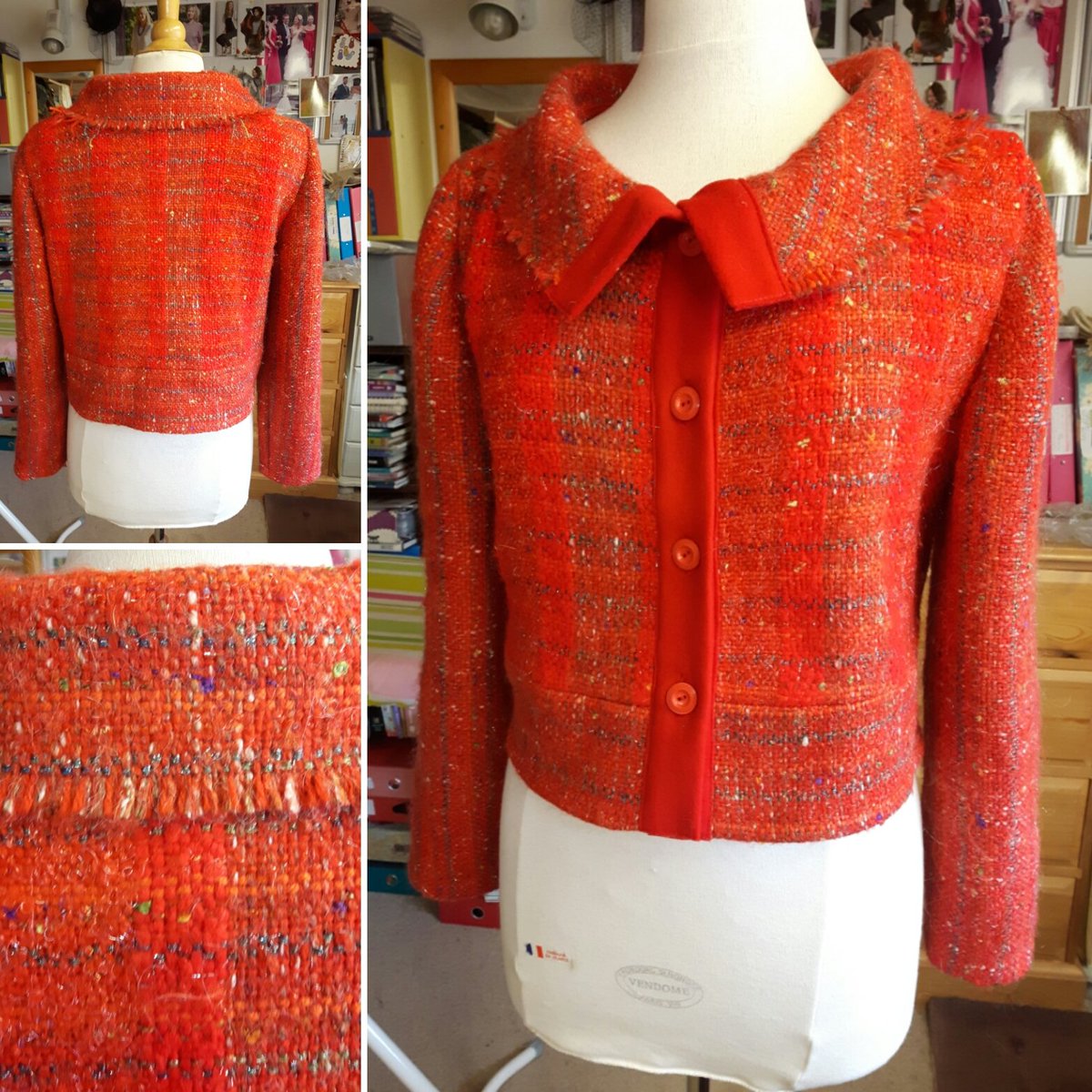 getweaving's tweet image. Wear Your Weaving! Narrow handwoven fabric, 17in wide, woven 20in Ashford Loom. Bands are boiled wool. Sewing pattern soon, see profile